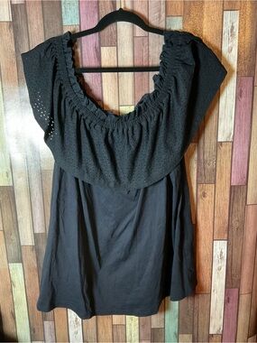 Lane Bryant Black Off Shoulder Top Crochet Lace Women’s Size 18/20